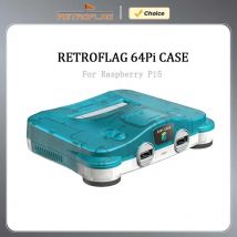 Retroflag N64Pi-Gehäuse mit zwei USB-Anschlüssen, SD-Kartenaufbewahrung, sicherer Abschaltung und Zurücksetzen für Raspberry Pi5-Spielzubehör