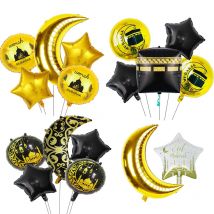 Eid Mubarak Runder Stern Mond Folienballon Ramadan Kareem Islamische Muslime Umrah Mubarak Eid al Fitr Festival Party Dekor Zubehör