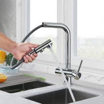 Rubinetto filtrato cromato Rubinetto da cucina purificatore in ottone Rubinetto miscelatore per lavello con doppia maniglia per acqua potabile Torneira per cucina