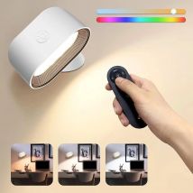 Lampada da parete con telecomando, luce notturna touch, rotazione di 360 gradi, luce da comodino per camera da letto, cambio colore RGB, dimmerabile