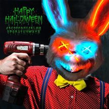 Heißer Verkauf leuchtende Cosplay Hase Bär Gesichtsmaske gruselige blutige Killer Maske Neon Horror Kaninchen Maske Halloween Masque Supplies