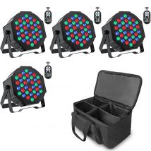 Datewink 4PCS 36LED Luci Par piatte con borsa RGB Effetto di illuminazione scenica DMX512 per DJ Disco Festa di nozze Discoteca Natale