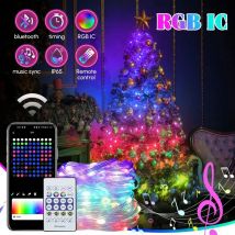 RGBIC USB LED String Lights DIY Outdoor Christmas Tree Decor Fairy Lights 8 Modes Bluetooth APP For Wedding Holiday Party Lighti