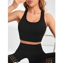 Sport-BH für Damen, überkreuzt, nahtlos, stoßfest, für Yoga, Übungen, Sport-BHs