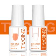 TWOING Nail Tips Gel and Glue Remover Kit, No UV Light Needed,Fake nails plate adhesive，Quickly Removes Glue Off Fake Nail