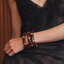 Beste Dame Neue ZAA 3er-Pack elastische Armbänder, Vintage-Halskette und Armband-Set aus Kunstharz, Party-Bankett-Schmuck