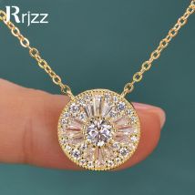 Rrjzz 5 mm D-Color Moissanit Damen-Anhänger-Halskette mit GRA-Schmuck, Geschenke, glückliche, scheibenförmige trapezförmige CZ-Labordiamant-Halskette