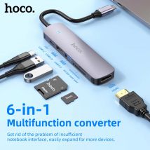 HOCO USB C HuB Typ C zu USB 3,0 2,0 Adapter PD60W Dock Für MacBook Pro Air HDMI-kompatibel Splitter 4K 30HZ HDTV OTG Adapter