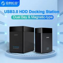 ORICO 2/5 Bay USB3.0 HDD-Gehäuse, magnetische Absaugung, SATA auf 3,5 Zoll Festplattenbox, Dockingstation, PC-Gehäuse, unterstützt 12 V, 4 A Strom