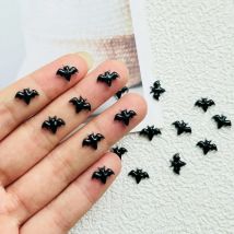 100 Stück neue süße Mini-Harz-Halloween-Fledermaus mit flacher Rückseite, Ornament, Schmuckherstellung, Maniküre, Haarschmuck, Zubehör, A37