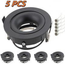 5pcs LED Spotlight Frame with GU10 Base Recessed Round Downlight Adjustable Angle Lamp for Kitchen Living Room Bedroom Lighting