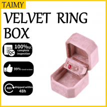 TAIMY Logo Custom Personalise Wedding Ring Box Plush Velvet Jewelry Box Proposal Wedding Ceremony Lover Gift Clamshell Case