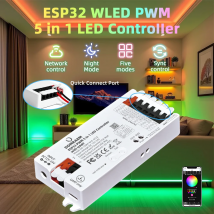 DOMRAEM ESP32 WLED-Controller mit UART 5-in-1 für RGB RGBW RGBCCT LED-Streifen, funktioniert mit Alexa Google Home Assistant PWM Dimmen
