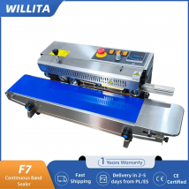 WILLITA F7 Kontinuierliche Versiegelungsmaschine, Edelstahl, horizontale Beutelband-Versiegelungsmaschine, Versiegelungsgeschwindigkeit 24 m/min, Versand aus PL