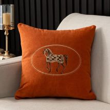 Eleganter amerikanischer handbestickter Kissenbezug mit Pferdedign, perfekt für Sofa, Zuhause, Büro, Wohnzimmer oder Auto, Größe 45 x 45 cm