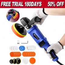 Tampone per lucidatrice per auto a doppia azione 1400 W 110 V con dischi da 150 mm-180 mm, kit per ceratura per levigatura 6 velocità variabile per lucidare auto