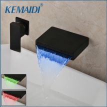 KEMAIDI Matte Schwarz Chrom Bad Wasser Becken Waschbecken Mischbatterie Badewanne Wasserhahn Soild