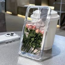 Rose Flower Handyhülle für iPhone 16 Pro Hülle iPhone 17 11 13 15 12 14 Pro Max 16E XR XS 7 8 Plus SE Weiche, stoßfeste, klare Abdeckung