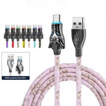 1pc QUARK WORLA Extra Long Seven-color Change Lights USB Type C Charging Cable 100W Fast Charging Cable Apply For Samsung Xiaomi