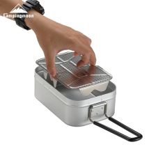CAMPINGMOON 1609-W Camping-Lunchbox, Bodennetz, Picknick im Freien, verdicktes Dampfnetz aus Edelstahl und hochdampfendes Blatt