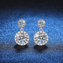 Neue 925 Sterling Silber 2ct Moissanit Ohrringe für Frauen Exquisite Freundin Hochzeit Verlobung Schmuck Mode Schönes Geschenk