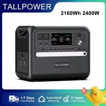 TALLPOWER V2400 Estación de energía portátil 2160WH LiFePO4 Batería con 2400W (pico de 48800W) Generador solar de salida de CA para fiesta en el jardín