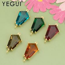 YEGUI,4 pz/lotto,MG85,accessori di gioielli,placcato in oro 18k rodiato,rame,ciondoli,vetro,fatto a mano,ciondoli fai da te,creazione di gioielli