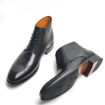 Luxury Business Boots For Men Comfortable Lace Up Top Cow Leather Handmade Retro Printing Shoes Fast Delivery Black Fashion Boot