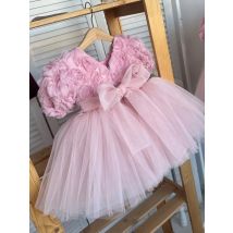 HETISO Blumenmädchen Partykleider Mesh Puffy Kinder Mädchen Prinzessin Kleid Super Schleife Elegante Kinder Urlaub Geburtstagsgeschenke