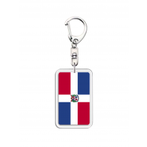 1PC Dominican Republic Flag Keychain UV Printed Acrylic Pendant Travel Souvenir Gift