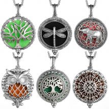 Aromatherapy Necklace Tree of Life Diffuser Jewelry Vintage Open Locket Pendant Essential Oil Perfume Aroma Diffuser Necklace