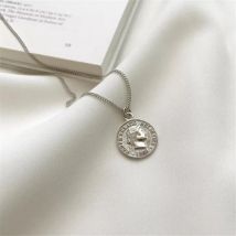 Neue Pentagramm münze im europäischen Stil 925 Sterling Silber Modeschmuck kreative runde Porträt Anhänger Halsketten xl004