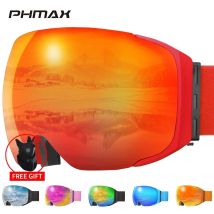PHMAX occhiali da sci UV400 occhiali antiappannamento lenti magnetiche donna uomo sport all'aria aperta Mountain Snowboard grandi occhiali da neve con maschera