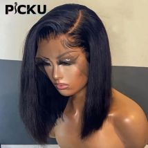 Parrucca Bob diritta in osso parrucca frontale in pizzo parrucche per donna Pre pizzicato 13x4 parrucca frontale in pizzo trasparente parrucche corte capelli umani