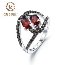 GEM'S BALLET 1.44Ct ovale naturale rosso granato Split Band Swirl in argento Sterling 925 anello di pietre preziose per le donne matrimonio gioielleria raffinata