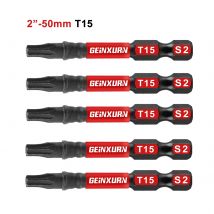 Geinxurn 2-Zoll-Torx-Kopf Power Impact Robustes magnetisches Power-Bit-Set, S2-Schraubendreher-Bit-Set aus legiertem Stahl Star T15