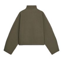 Casual Women's Knitted Stand Collar Cropped Jackets Loose Full Sleeve Zipper Coats 2025 Autumn Winter Lady Chic Commute Outwears