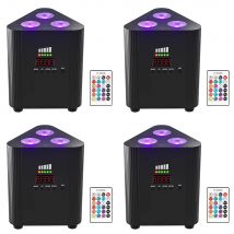 U'King 4PCS 4in1 RGBW LED Battery Par Light 3x4W Triangle Wash Wall Light DMX512 Wireless Effect Light for Concert Disco Party