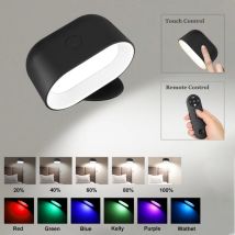 LED-Wandleuchte, wiederaufladbare Leseleuchten 360° °   Rotation Magnetic Touch Fernbedienung Schrank Spotlight Runde Form Nachtlampe