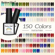RG 150 Farben Glitzer Gel Nagellack 8 ml Maniküre Hybrid Vernis Semis Permanents UV Led Neon Nail Art Lack Top Base Coat Gel