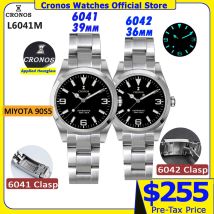 Cronos EX Diver Mechanical Men Watch 39mm Automatic Miyota 90S5 Sapphire Glass Bushed Bracelet Glide Clasp 10ATM  L6041M