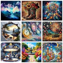 CHENISTORY DIY Diamond Painting Colorful Landscape Full Square 5D Diamond Embroidery Kits Home Decoration Gift