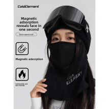 Coldelement Maschera magnetica da sci unisex foderata in pile - Copri viso invernale caldo antivento traspirante, vestibilità slim e ghetta per la testa