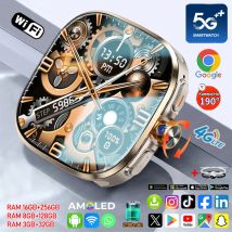 5G All-Network GPS Smartwatch 2,4 Zoll HD AMOLED 2100mAh Akku 16GB+256GB RAM 900W Kamera WIFI Google APP Download Smartwatch