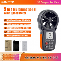 Anemometro digitale portatile BTMETER BT-100, misuratori di velocità del vento 0-30 m/s, sensore di velocità del vento per UAV, vento freddo, surf tiro