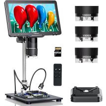 TOMLOV TriL110 3-Lens 2K Digital Microscope 2500X HDMI Coin Microscopes Magnifier 10.1" IPS Screen for  Coins Soldering Tools