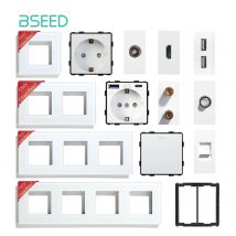 BSEED marcos de vidrio TV/ST/enchufe USB tipo C enchufe UE CAT5 RJ45 piezas de función de enchufe HDMI 1/2 vías pieza de interruptores de botón mecánico
