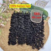 Burmese Curly Bundles With Closure 5X5 Invisible HD Lace 100% Unprocessed Human Hair Bundles Vietnamese Raw Virgin Extensions