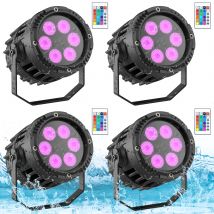 U'King 4PCS Aluminium IP65 Wasserdichte LED Par Licht DMX512 Steuerung 3x6W RGB 3in1 6LEDs Bühne Licht für DJ Disco Konzert Party
