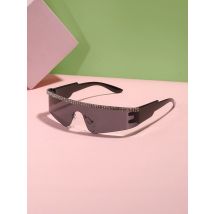 1 Stück 12-16y Acryl randlose diamant verzierte einteilige Sonnenbrille für Kinder, geeignet zum Feiern